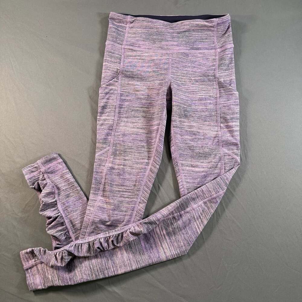Lululemon Speed Tight IV Space Dye Leggings Size 4 Purple Ruched Ankle